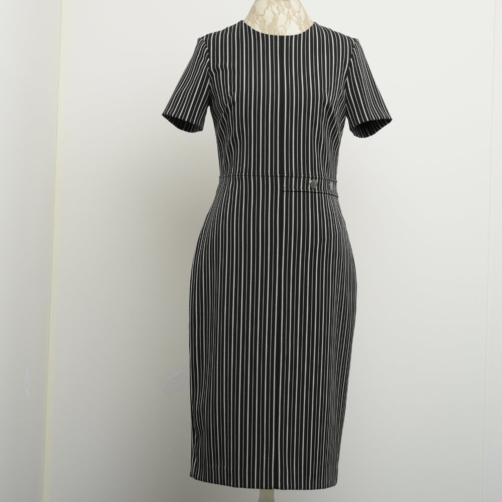 Banana Republic Pencil Dress, Size 10, Black and Grey Striped
